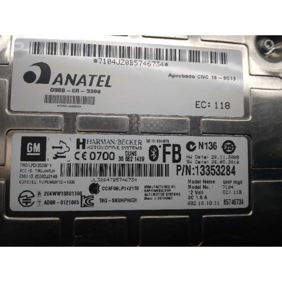 Recambio de modulo electronico para opel astra j gtc sport referencia OEM IAM 13353284 BLUETOOTH 