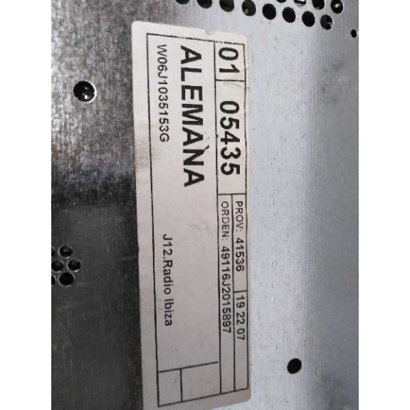 Recambio de sistema audio / radio cd para seat ibiza st (6j8) style itech referencia OEM IAM 6J1035153G  