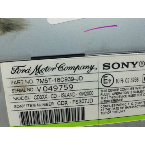 Recambio de sistema audio / radio cd para ford focus berlina (cap) sport referencia OEM IAM 7M5T18C939JD  