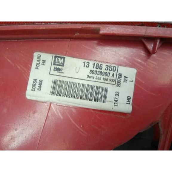 Recambio de piloto trasero izquierdo para opel corsa d ´´111 years´´ referencia OEM IAM 13186350 89038960 3P