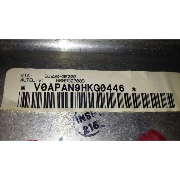 Recambio de airbag delantero derecho para kia sorento 2.5 crdi cat referencia OEM IAM 569203E000  