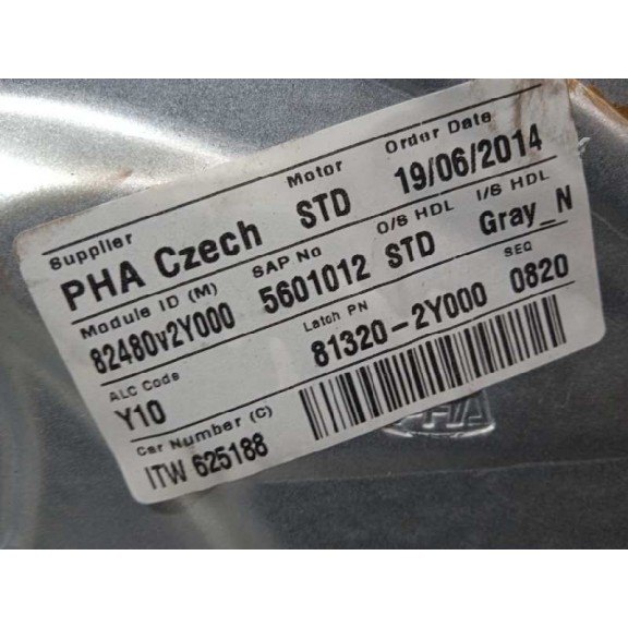 Recambio de elevalunas delantero derecho para hyundai ix35 classic 2wd referencia OEM IAM 824802Y000 402390B 2 PINS