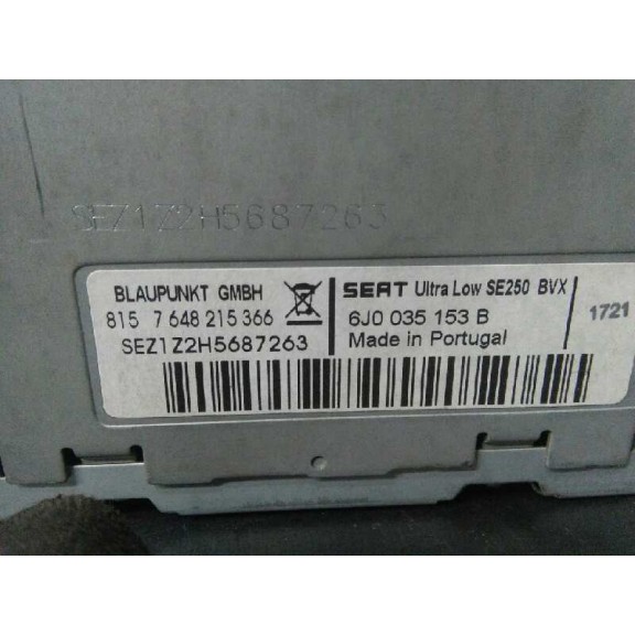 Recambio de sistema audio / radio cd para seat ibiza (6j5) reference referencia OEM IAM 6J0035153B  