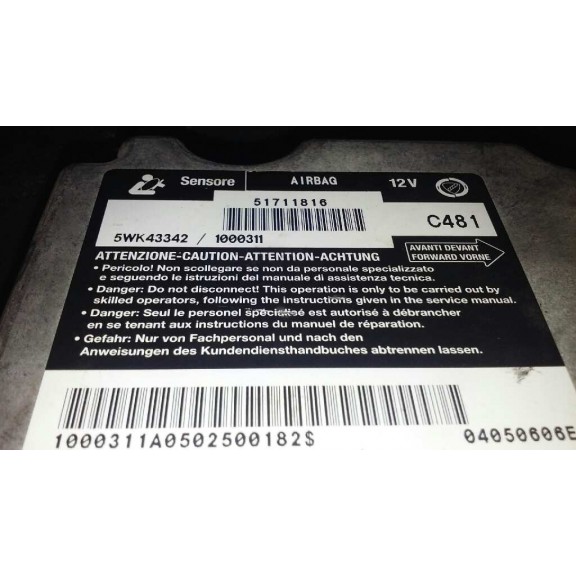 Recambio de centralita airbag para fiat stilo (192) 1.9 jtd / 1.9 jtd 115 active referencia OEM IAM 51711816  