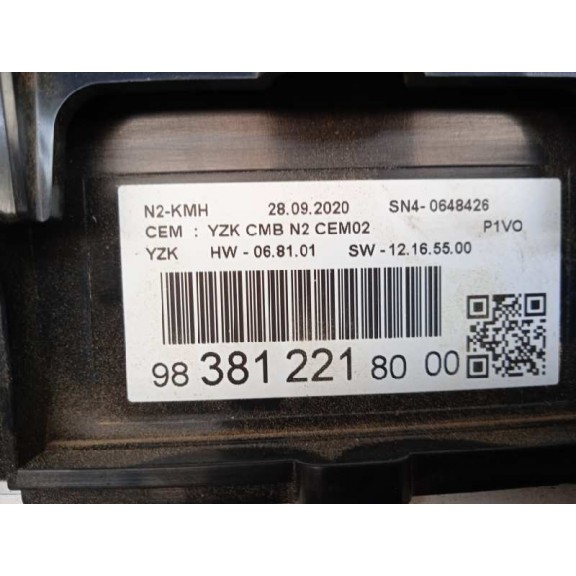 Recambio de cuadro instrumentos para opel combo cargo (e) active referencia OEM IAM 9838122180  240KMH--8000RPM