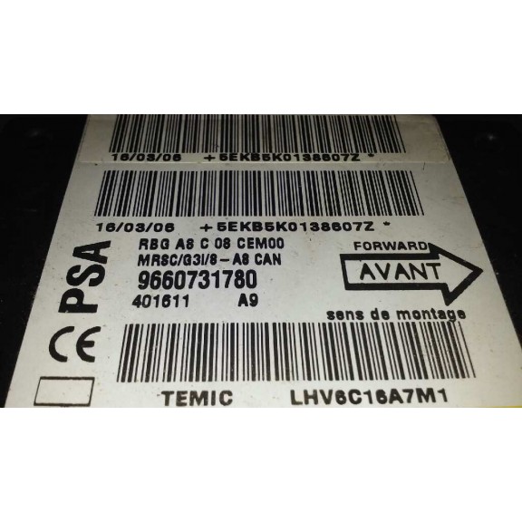 Recambio de centralita airbag para citroën c3 hdi 70 collection referencia OEM IAM 9660731780  