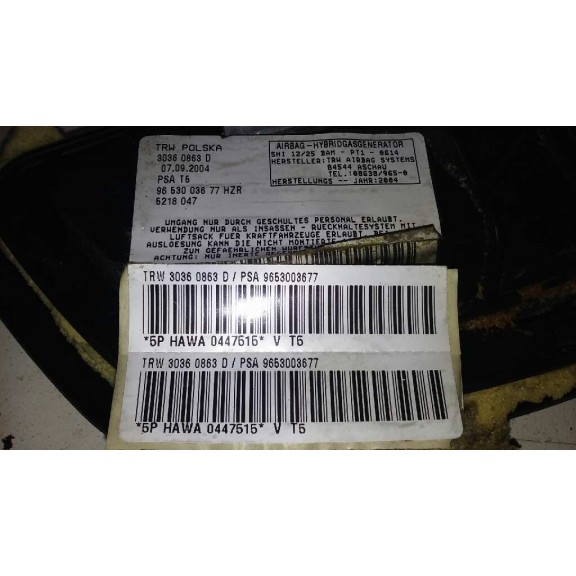 Recambio de airbag lateral derecho para peugeot 307 break / sw (s1) break xs referencia OEM IAM 9653003677 ASIENTO 