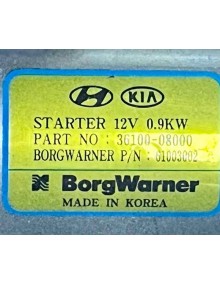 Recambio de motor arranque para kia rio 1.0 t-gdi hybrid referencia OEM IAM 3610008000  