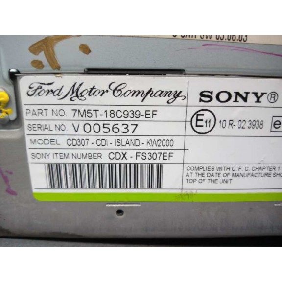 Recambio de sistema audio / radio cd para ford focus lim. (cb4) econetic referencia OEM IAM 7M5T18C939EF  