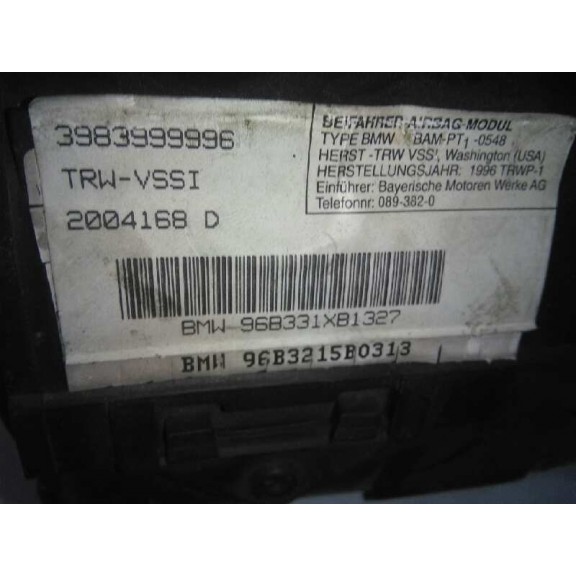 Recambio de airbag delantero derecho para bmw z3 roadster (e36) 1.8 referencia OEM IAM 2004168D 3983999996 