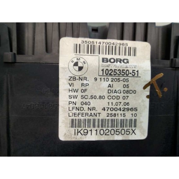 Recambio de cuadro instrumentos para bmw serie 3 berlina (e90) 318d referencia OEM IAM 911020505 MANUAL 