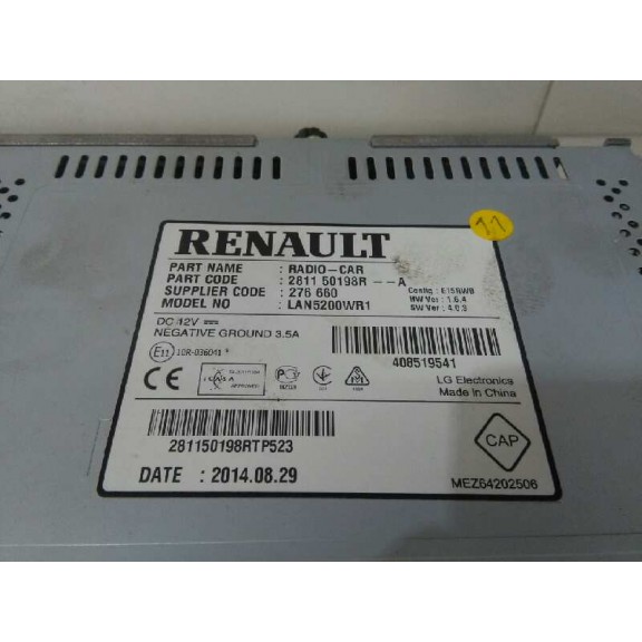 Recambio de sistema navegacion gps para renault captur expression referencia OEM IAM 281150198R MULTIMEDIA LAN5200WR1