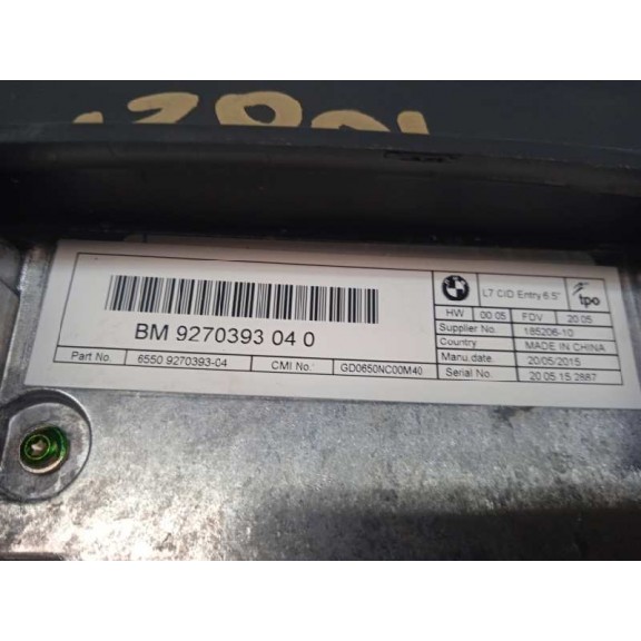 Recambio de pantalla multifuncion para bmw serie 3 lim. (f30) 320i referencia OEM IAM 9270393 927039304 