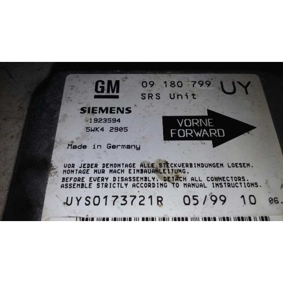Recambio de centralita airbag para opel astra g berlina comfort referencia OEM IAM 09180799UY  