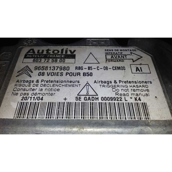 Recambio de centralita airbag para citroën c4 coupe vtr plus referencia OEM IAM 9658137980  