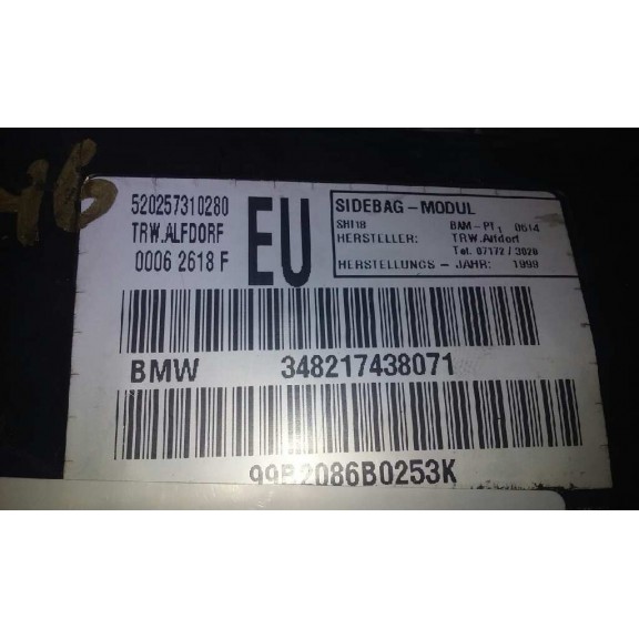Recambio de airbag lateral derecho para bmw serie 3 berlina (e46) 320d referencia OEM IAM 348217438071  