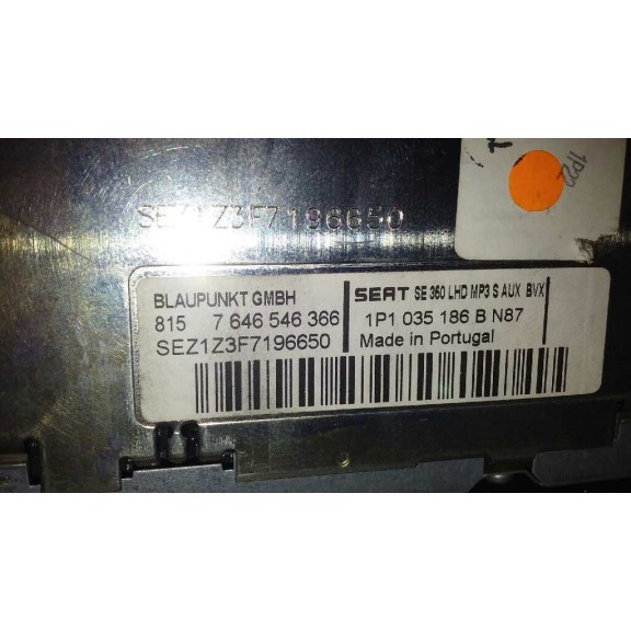 Recambio de sistema audio / radio cd para seat leon (1p1) reference referencia OEM IAM 1P1035186BN87  