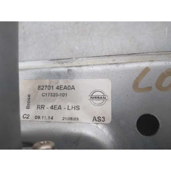 Recambio de elevalunas trasero izquierdo para nissan qashqai (j11) acenta referencia OEM IAM 827014EA0A ELECTRICO 2 PIN C1732010