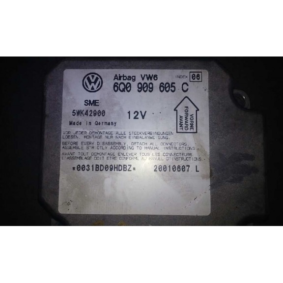 Recambio de centralita airbag para volkswagen passat berlina (3b3) executive referencia OEM IAM 6Q0909605C  