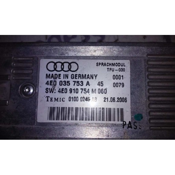 Recambio de modulo electronico para audi a4 avant (8e) 1.9 tdi referencia OEM IAM 4E0035753A  