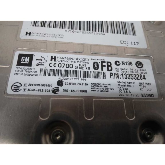 Recambio de modulo electronico para opel astra j lim. cosmo referencia OEM IAM 13353284 CENTRALITA BLUETOOTH 