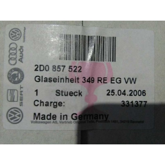 Recambio de cristal retrovisor derecho para volkswagen lt caja cerrada / combi (mod. 1997) referencia OEM IAM 2D0857522 MANUAL N