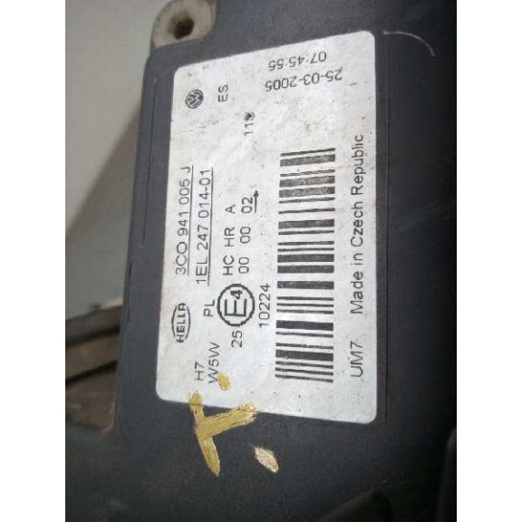 Recambio de faro izquierdo para volkswagen passat variant (3c5) 2.0 tdi referencia OEM IAM 3C0941005J FALTA TAPA 