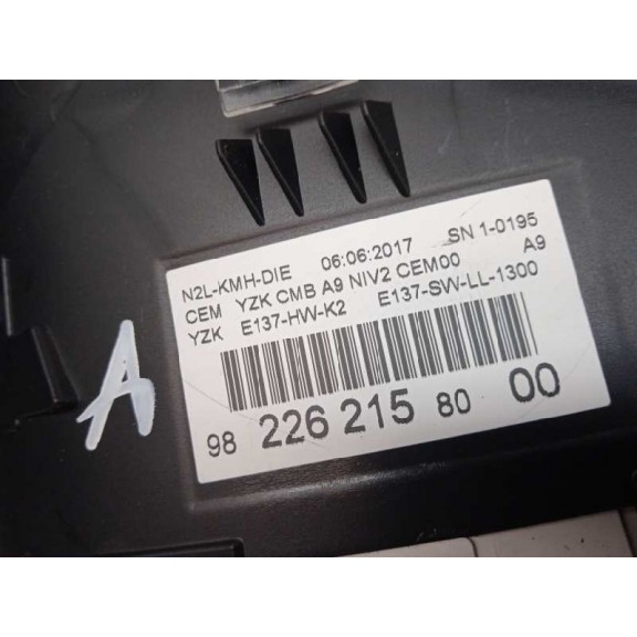 Recambio de cuadro instrumentos para peugeot 208 1.6 blue-hdi fap referencia OEM IAM 9822621580  210KMH--6000RPM