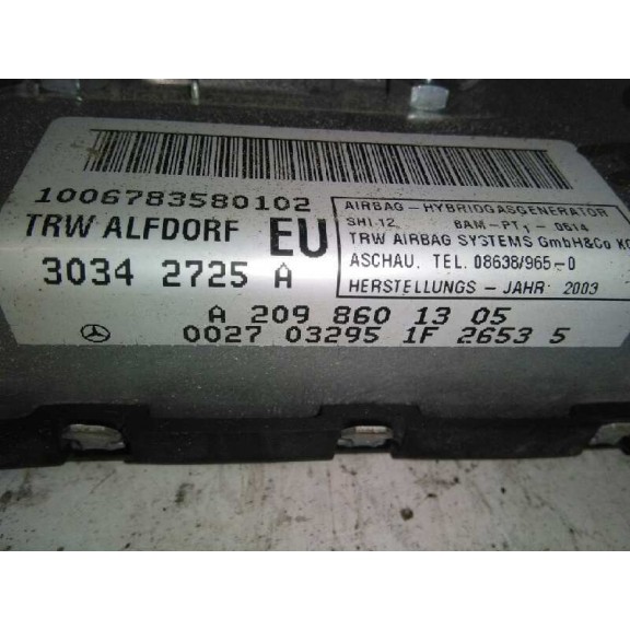 Recambio de airbag lateral delantero izquierdo para mercedes-benz clase clk (w209) coupe 270 cdi (209.316) referencia OEM IAM  D