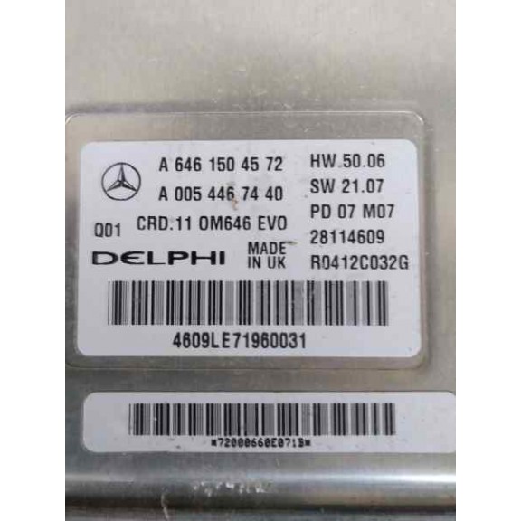 Recambio de centralita motor uce para mercedes-benz clase c (w204) berlina c 220 cdi (204.008) referencia OEM IAM A6461504572 A0