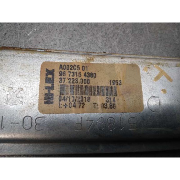 Recambio de elevalunas delantero derecho para peugeot 208 referencia OEM IAM 9674254380 2 CABLES 9673154380