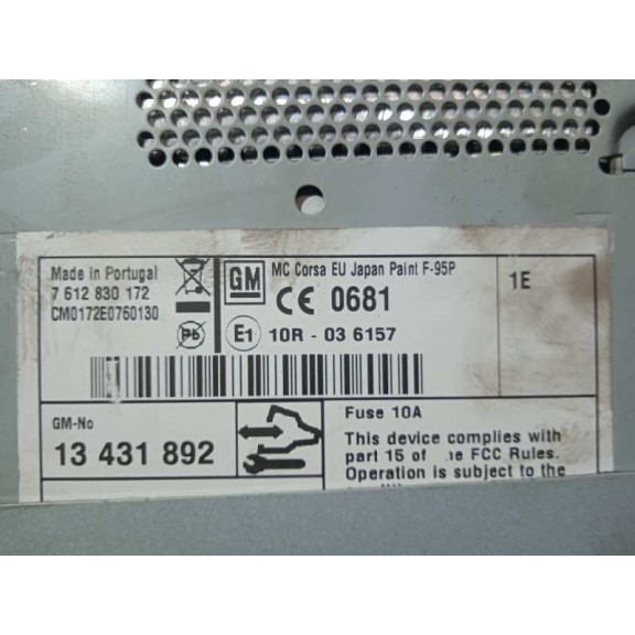 Recambio de sistema navegacion gps para opel corsa d selective referencia OEM IAM 13431892  