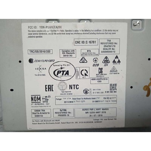 Recambio de sistema navegacion gps para peugeot 208 1.6 blue-hdi fap referencia OEM IAM 9822730180 7503900135 MODULO