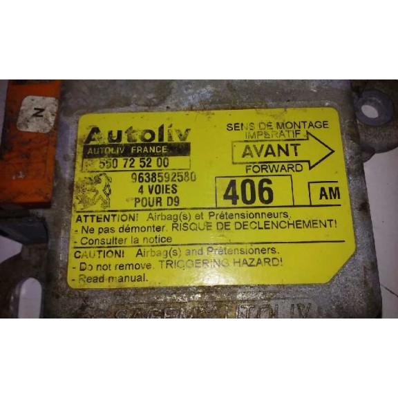 Recambio de centralita airbag para peugeot 406 berlina (s1/s2) srdt referencia OEM IAM 9638592580  