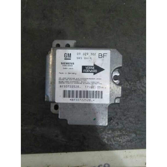 Recambio de centralita airbag para opel astra g berlina club referencia OEM IAM 09229302BF  