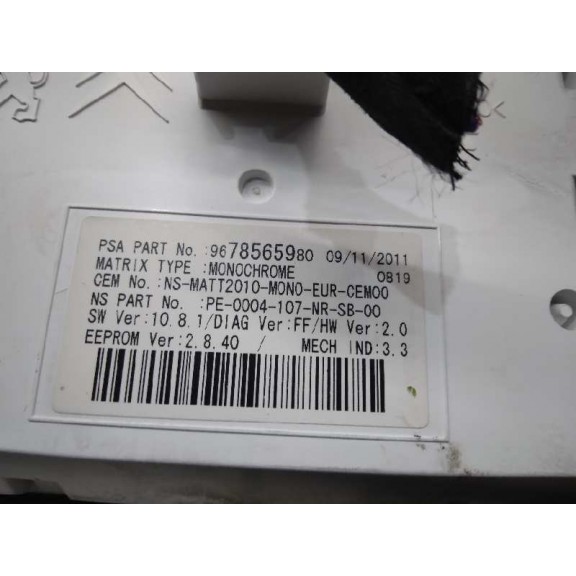 Recambio de cuadro instrumentos para citroën ds5 style referencia OEM IAM 9809756380  