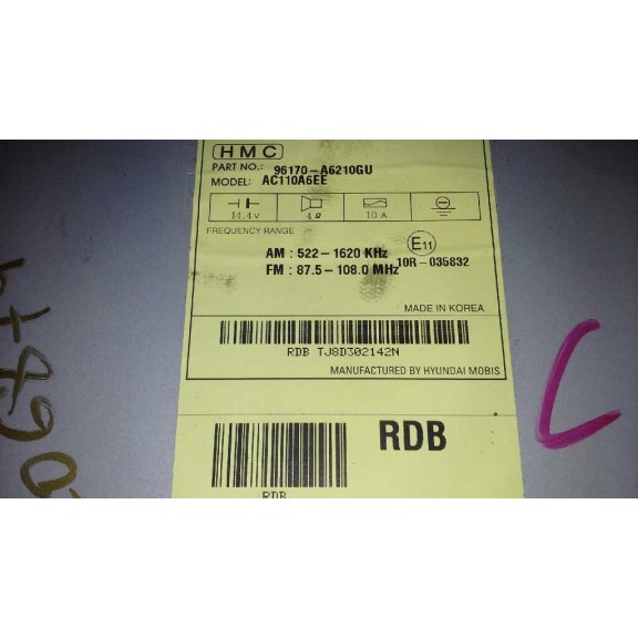 Recambio de sistema audio / radio cd para hyundai i30 (gd) style referencia OEM IAM AC110A6EE  
