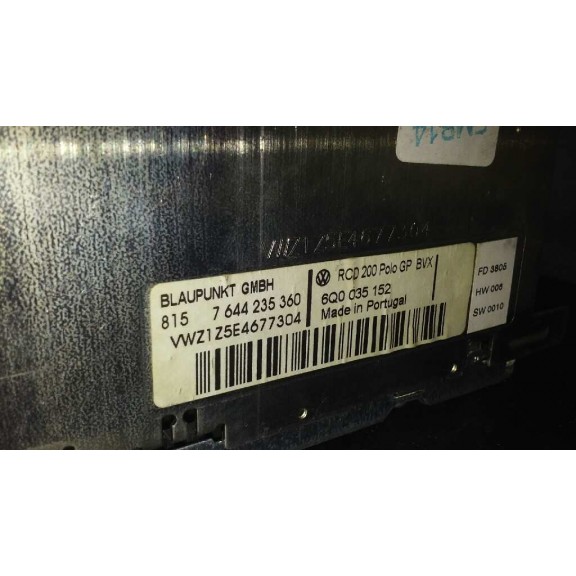 Recambio de sistema audio / radio cd para volkswagen polo (9n3) advance referencia OEM IAM 6Q0035152  