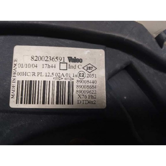 Recambio de faro derecho para renault kangoo (f/kc0) authentique referencia OEM IAM 8200236591  PARA PULIR