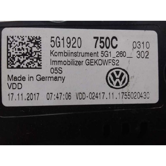 Recambio de cuadro instrumentos para volkswagen golf vii lim. advance bluemotion tech. referencia OEM IAM 5G1920750C  