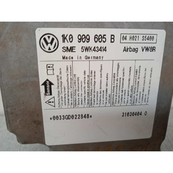 Recambio de centralita airbag para volkswagen golf v berlina (1k1) highline referencia OEM IAM 1K0909605B 5WK43414 