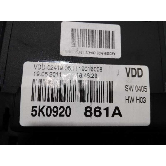 Recambio de cuadro instrumentos para volkswagen golf vi (5k1) rabbit bluemotion referencia OEM IAM 5K0920861A 6 RPM 240 KM