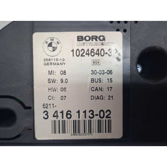 Recambio de cuadro instrumentos para bmw x3 (e83) 2.0d referencia OEM IAM 341611302 102464032 240KMH--5000RPM