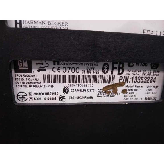 Recambio de modulo electronico para opel insignia berlina sport 4x4 referencia OEM IAM 13353284 BLUETOOTH 