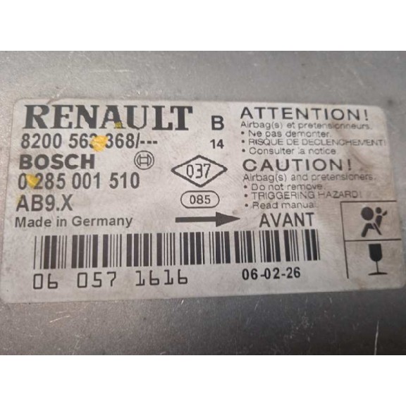 Recambio de centralita airbag para renault clio iii 20 aniversario referencia OEM IAM 8200563368 0285001510 
