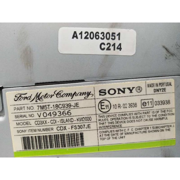 Recambio de sistema audio / radio cd para ford focus lim. (cb4) trend referencia OEM IAM 7M5T18C939JE  