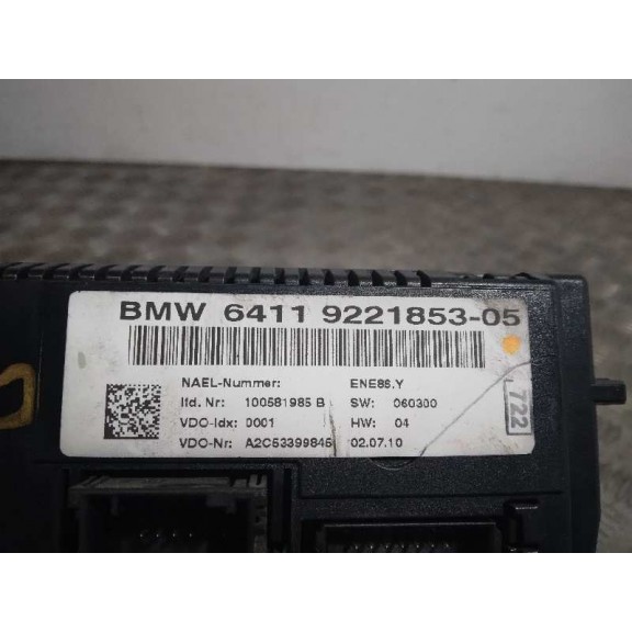 Recambio de mando climatizador para bmw serie 1 berlina (e81/e87) 118d referencia OEM IAM 64119221853 9221853 