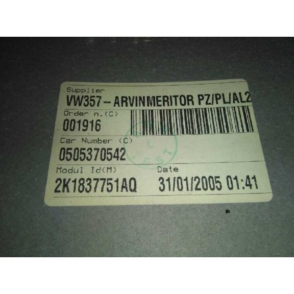 Recambio de elevalunas delantero izquierdo para volkswagen caddy ka/kb (2k) referencia OEM IAM 1T0837755H ELECTRICO SOLO MECANIS