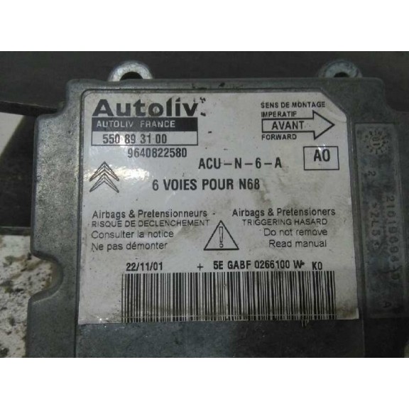 Recambio de centralita airbag para citroën xsara picasso 2.0 hdi referencia OEM IAM 9640822580  