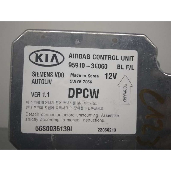 Recambio de centralita airbag para kia sorento 2.5 crdi referencia OEM IAM 5WY67056  959103E060
